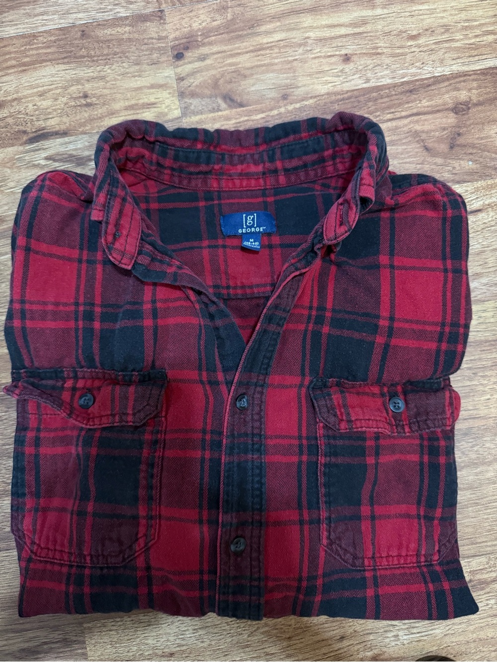 George Red and Black Plaid Button-Down Shirt - Picture 10 of 11